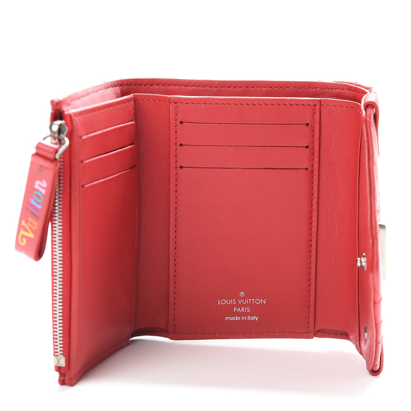 Calfskin New Wave Compact Wallet Rouge