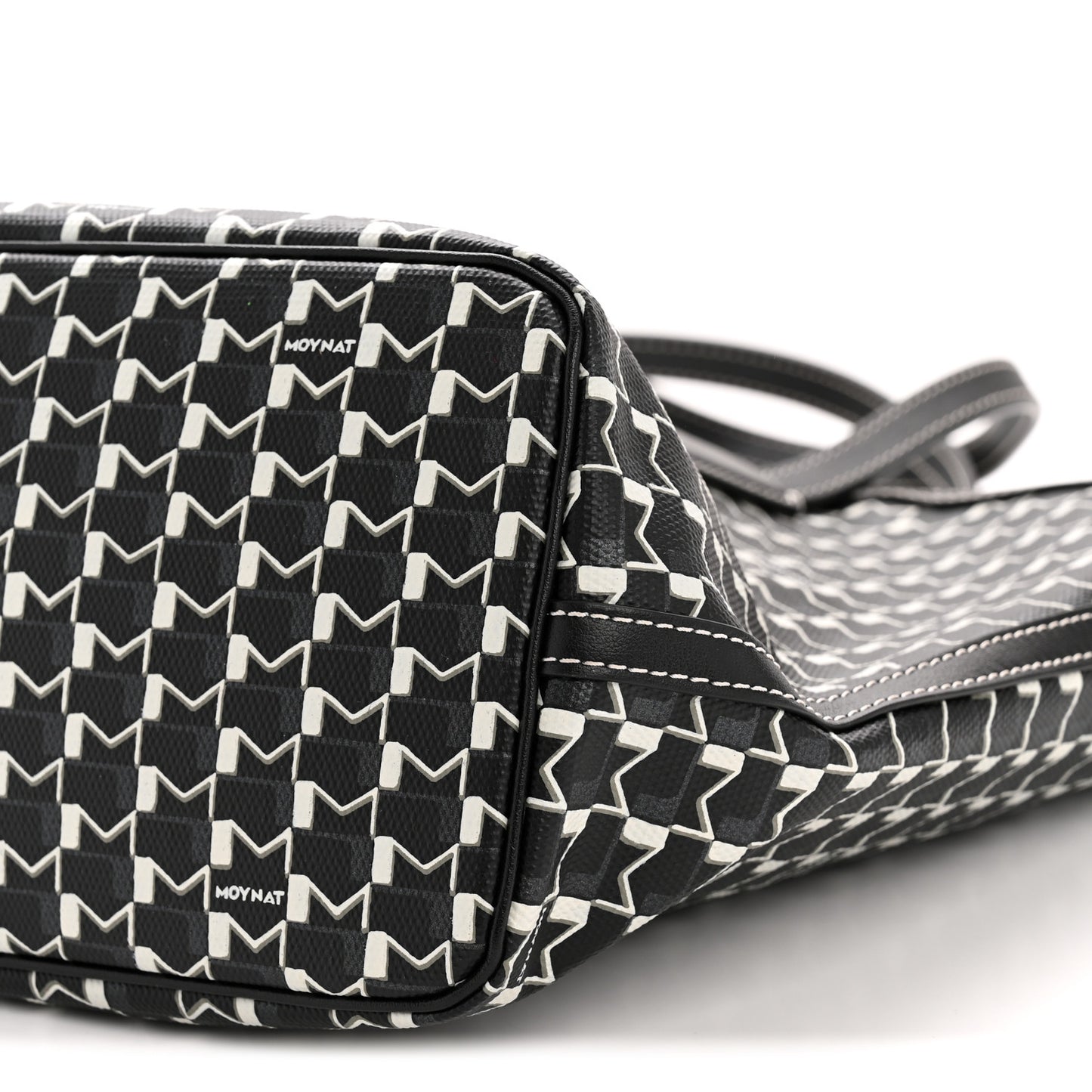 Calfskin Canvas M Tote PM Black White