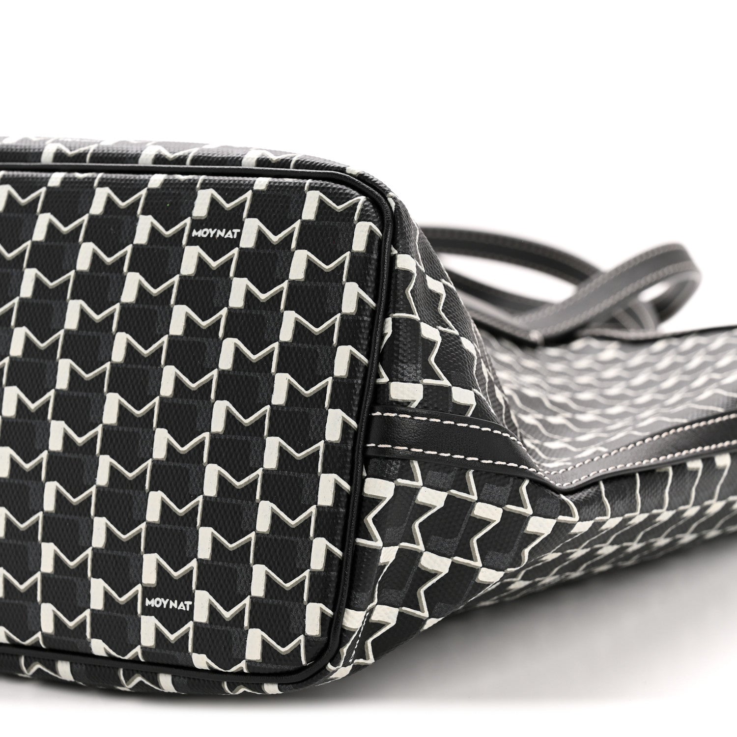 Moynat Calfskin Canvas M Tote PM Black White 11 of 12