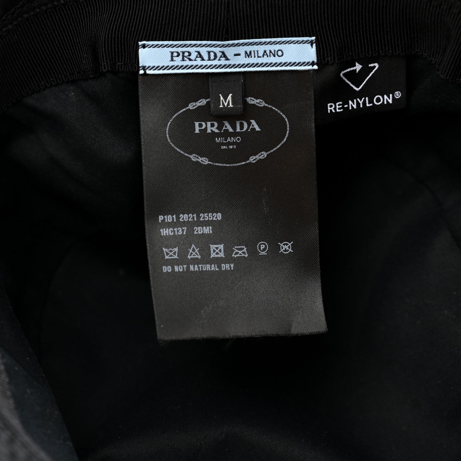 Prada Re-Nylon Metal Triangle Logo Womens Bucket Hat M Black 8 of 10
