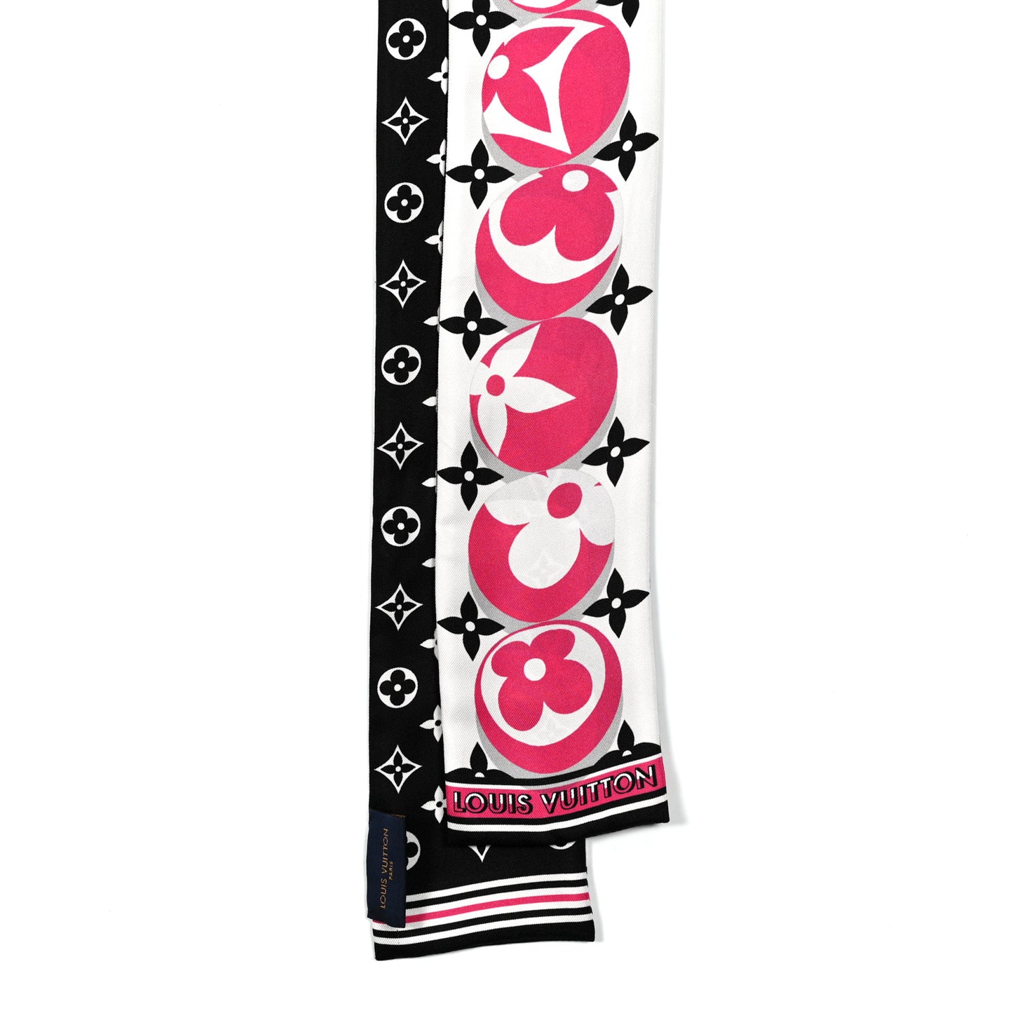 Silk Monogram Marbles Bandeau Black White Rose