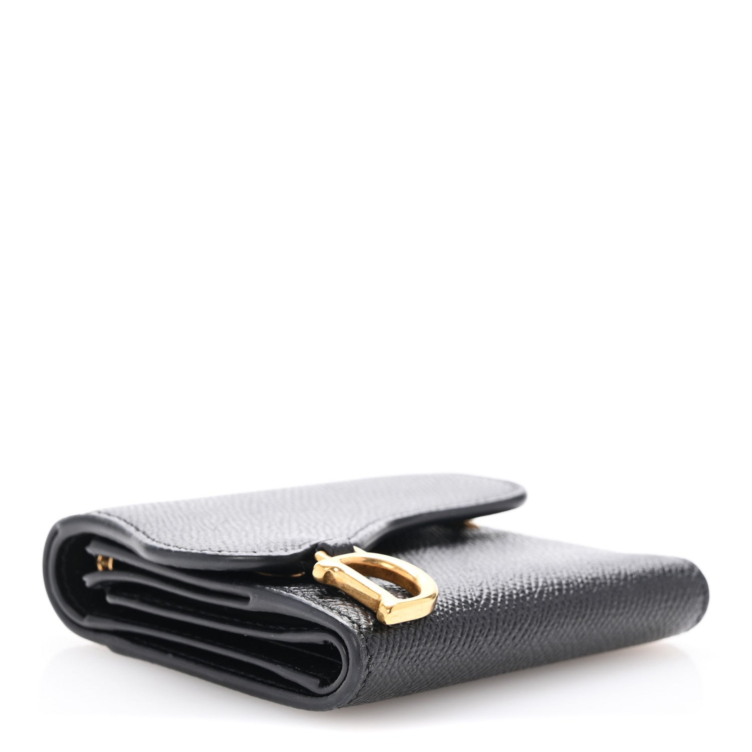 Christian Dior Grained Calfskin Saddle Lotus Wallet Black 4 of 10