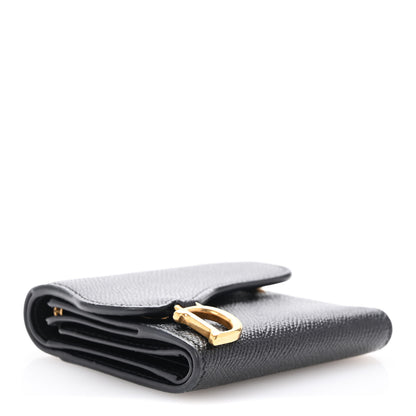 Christian Dior Grained Calfskin Saddle Lotus Wallet Black 4 of 10