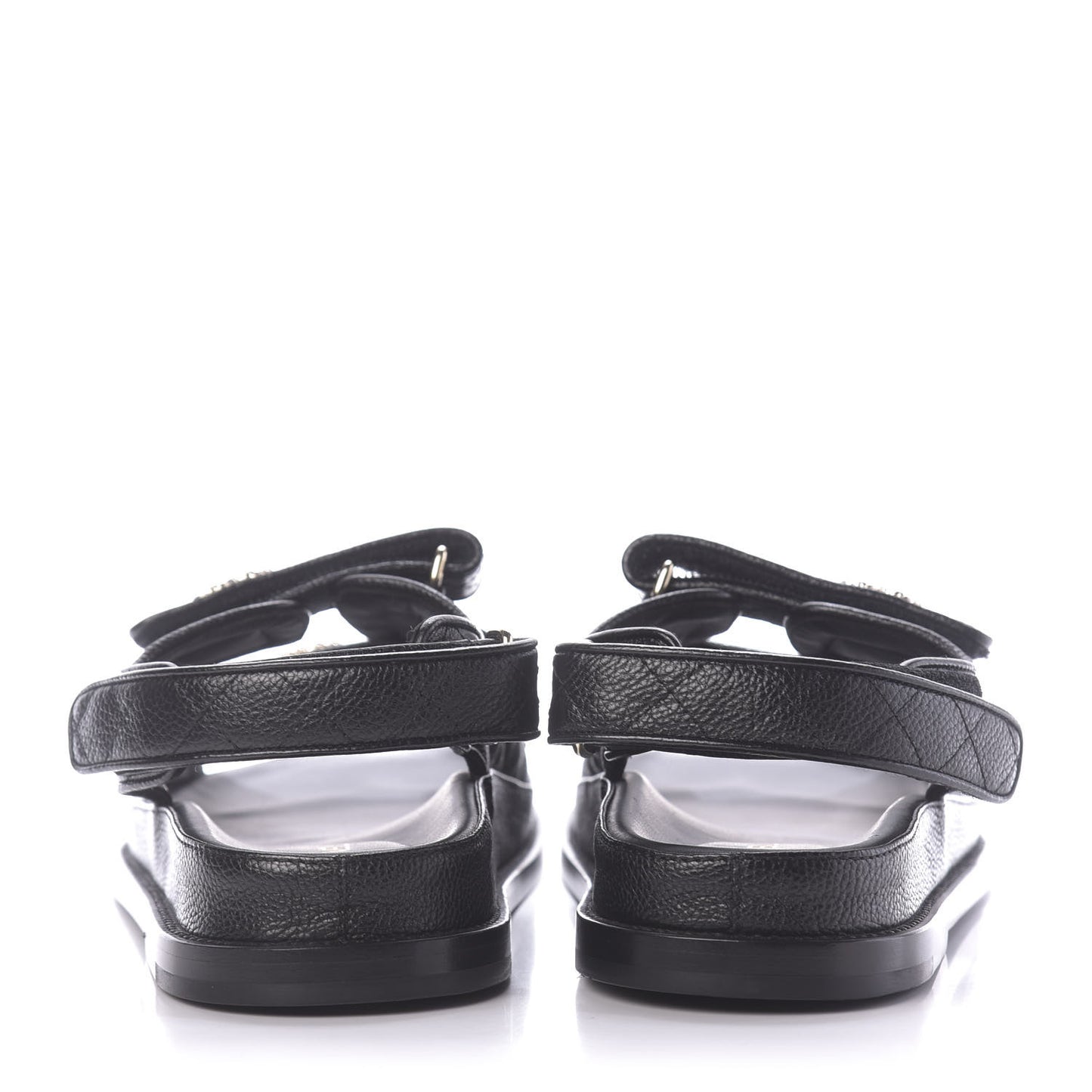 Grained Calfskin Velcro Dad Sandals 40 Black
