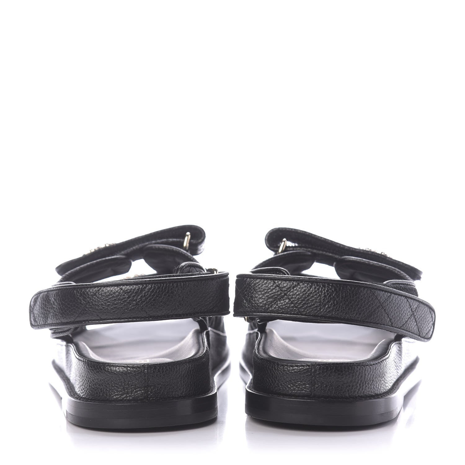 Chanel Grained Calfskin Velcro Dad Sandals 40 Black 5 of 11