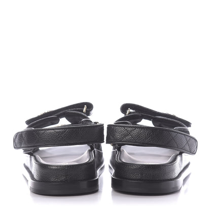 Chanel Grained Calfskin Velcro Dad Sandals 40 Black 5 of 11