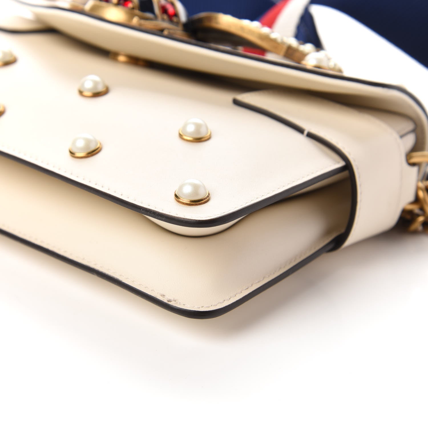 Gucci Nappa Pearl Studded Mini Queen Margaret Broadway Shoulder Bag Mystic White 7 of 10