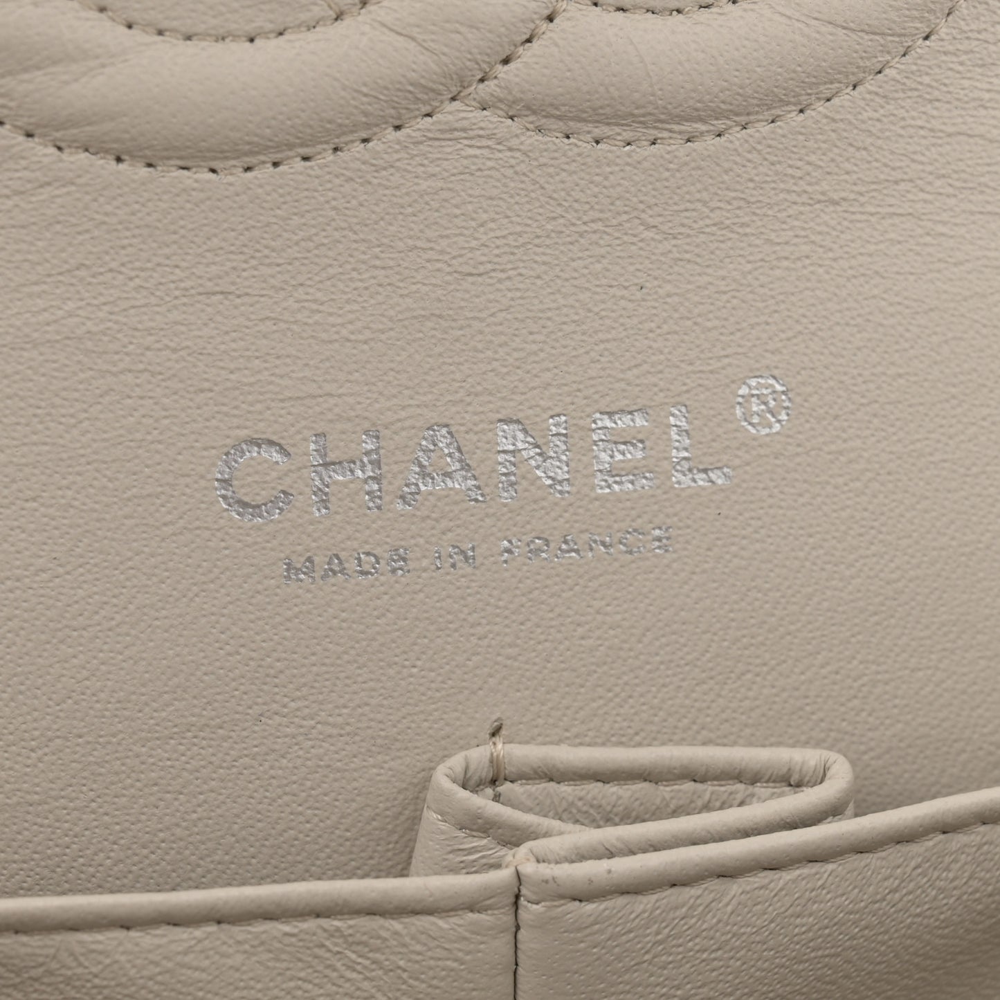 Lambskin Quilted Medium Double Flap Light Grey