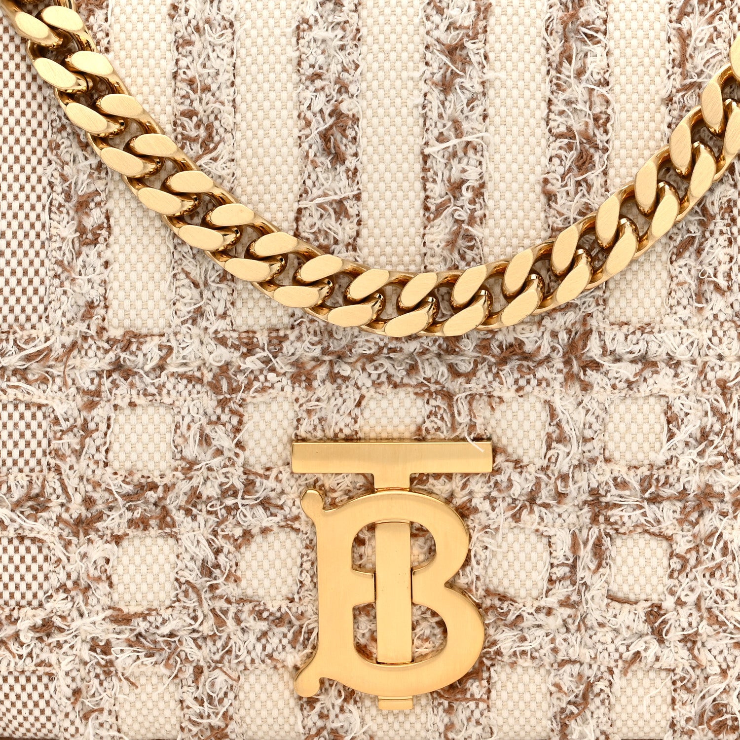 Burberry Lambskin Needle Punch Quilted Check Small Lola Bag Natural 7 of 9