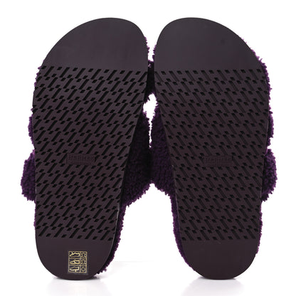 Hermes Woolskin Womens Chypre Sandals 37 Violet Fonce 4 of 7