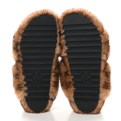 Louis Vuitton Mink Fur Bom Dia Slippers 36.5 Cognac 6 of 8