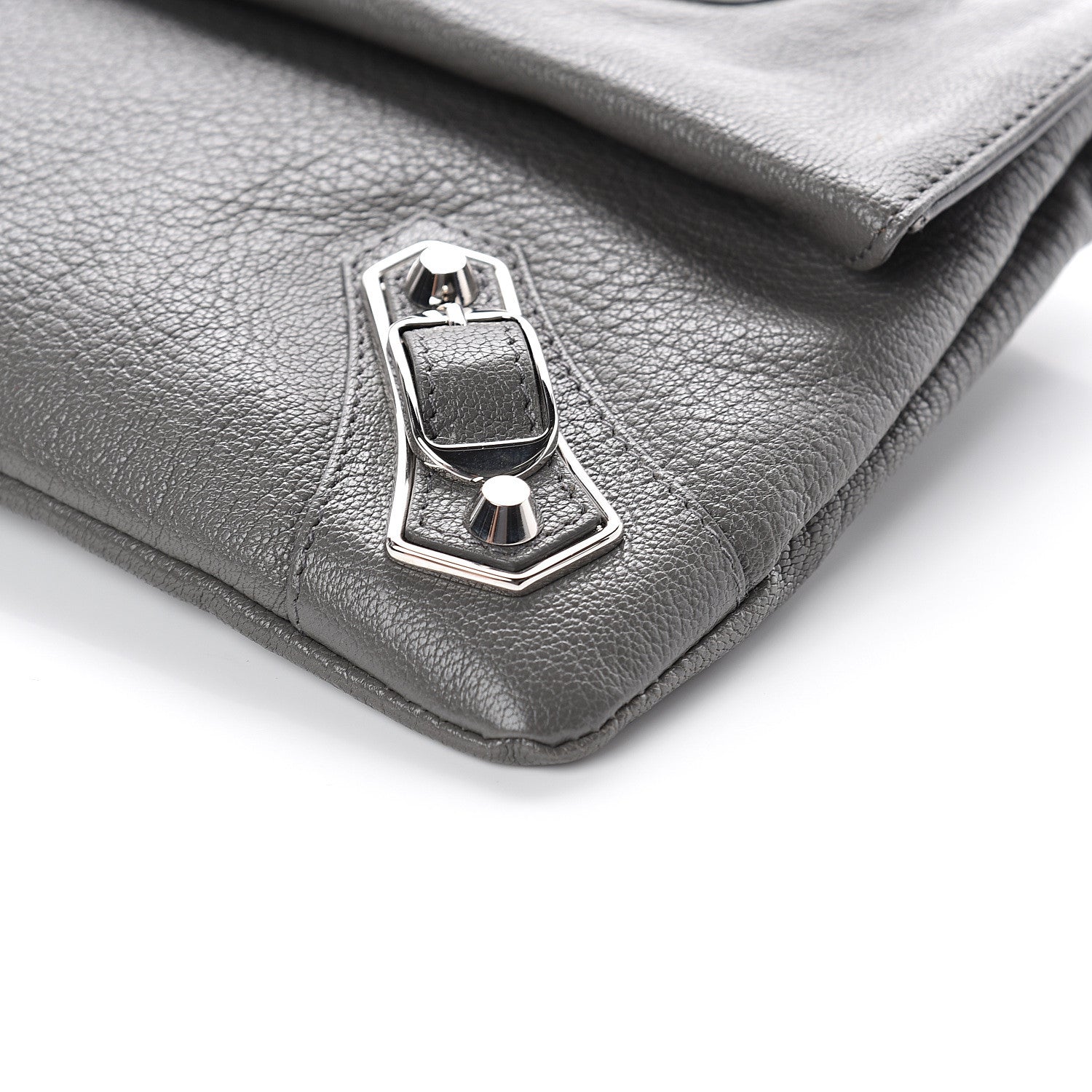 Balenciaga Chevre Silver Metallic Edge Hardware Envelope Clutch Gris Acier 8 of 8