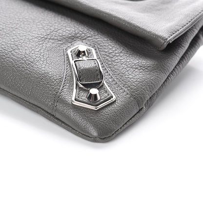 Balenciaga Chevre Silver Metallic Edge Hardware Envelope Clutch Gris Acier 8 of 8