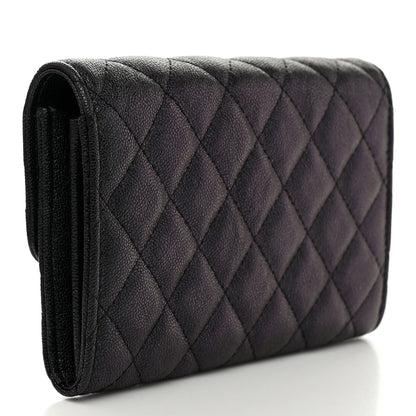 Chanel Iridescent Caviar Quilted Medium Flap Wallet Black 3 of 10