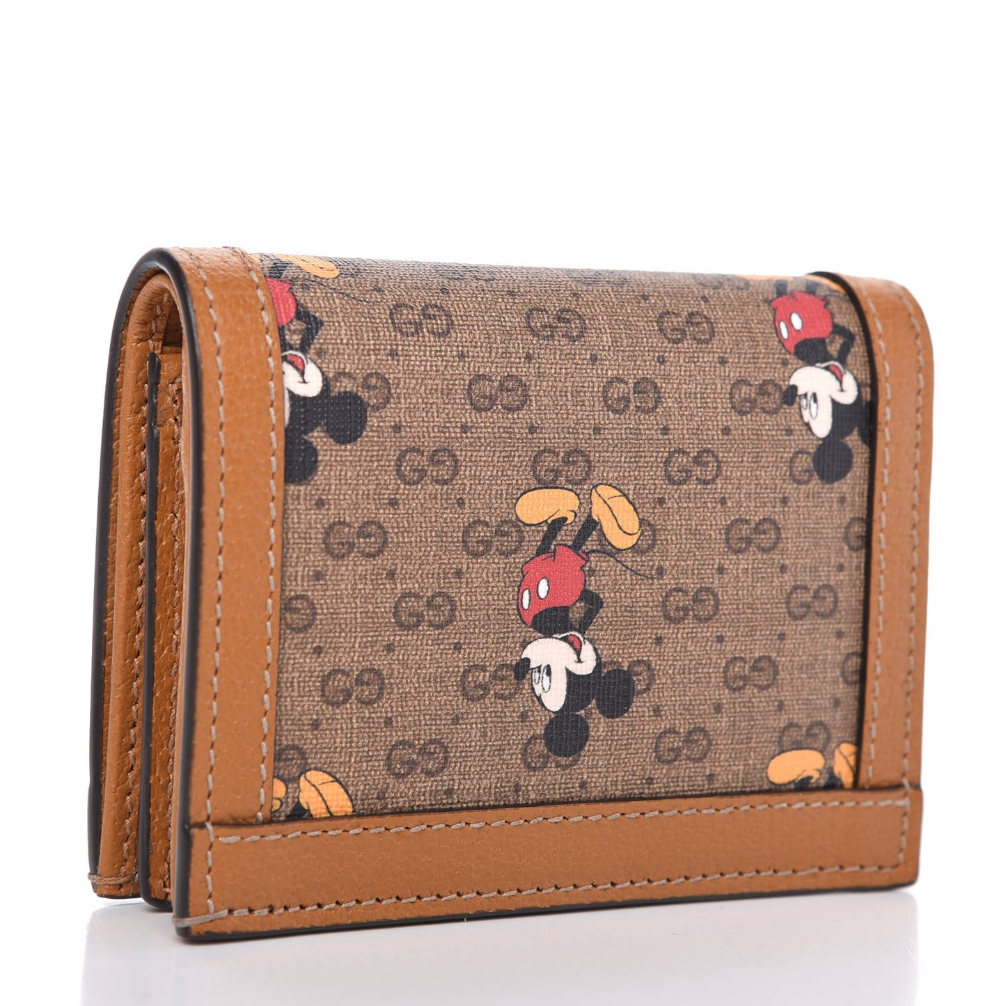 X DISNEY Mini Vintage GG Supreme Monogram Mickey Mouse Card Holder Wallet Beige Vintage Sun Oil