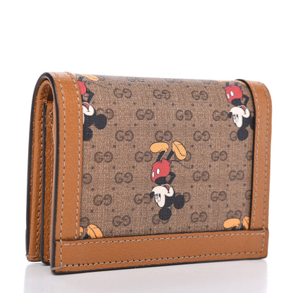 Gucci X DISNEY Mini Vintage GG Supreme Monogram Mickey Mouse Card Holder Wallet Beige Vintage Sun Oil 3 of 9