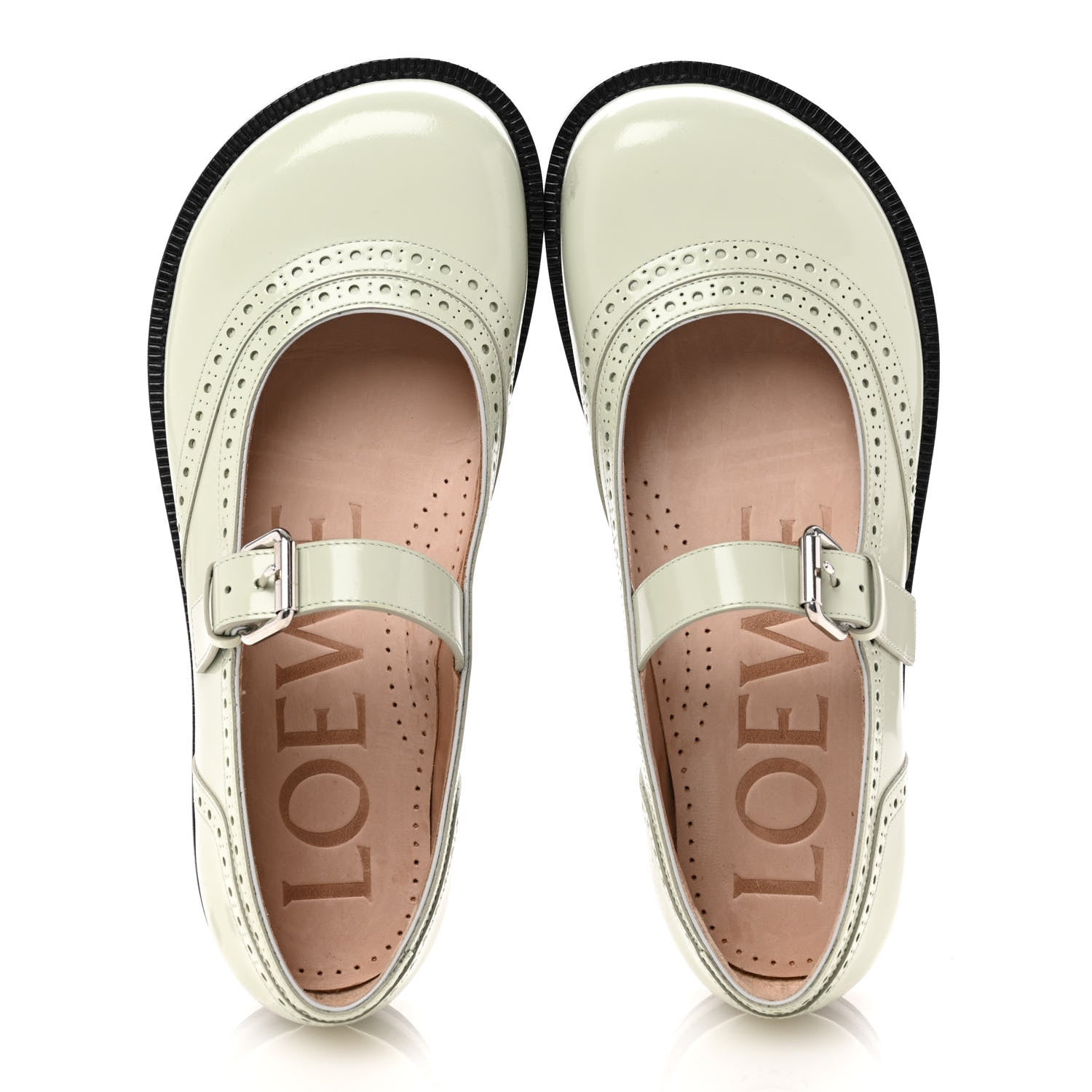 Loewe Brushed Calfskin Mary Jane Flats 37 Light Green 2 of 9