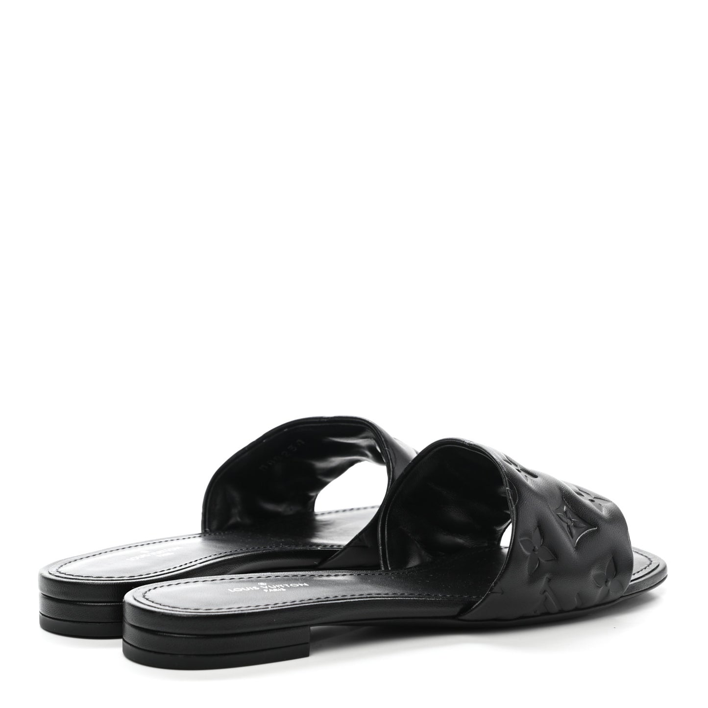 Lambskin Embossed Monogram Revival Flat Mules 38 Black