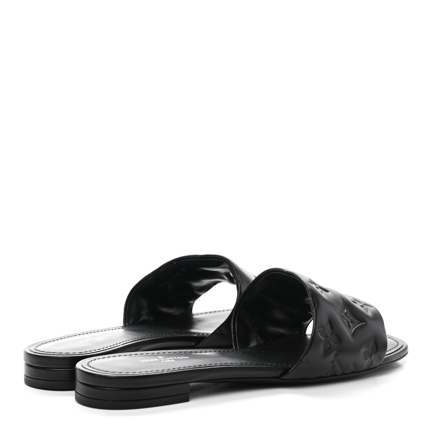 Louis Vuitton Lambskin Embossed Monogram Revival Flat Mules 38 Black 4 of 10