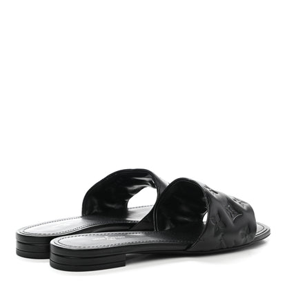 Louis Vuitton Lambskin Embossed Monogram Revival Flat Mules 38 Black 4 of 10