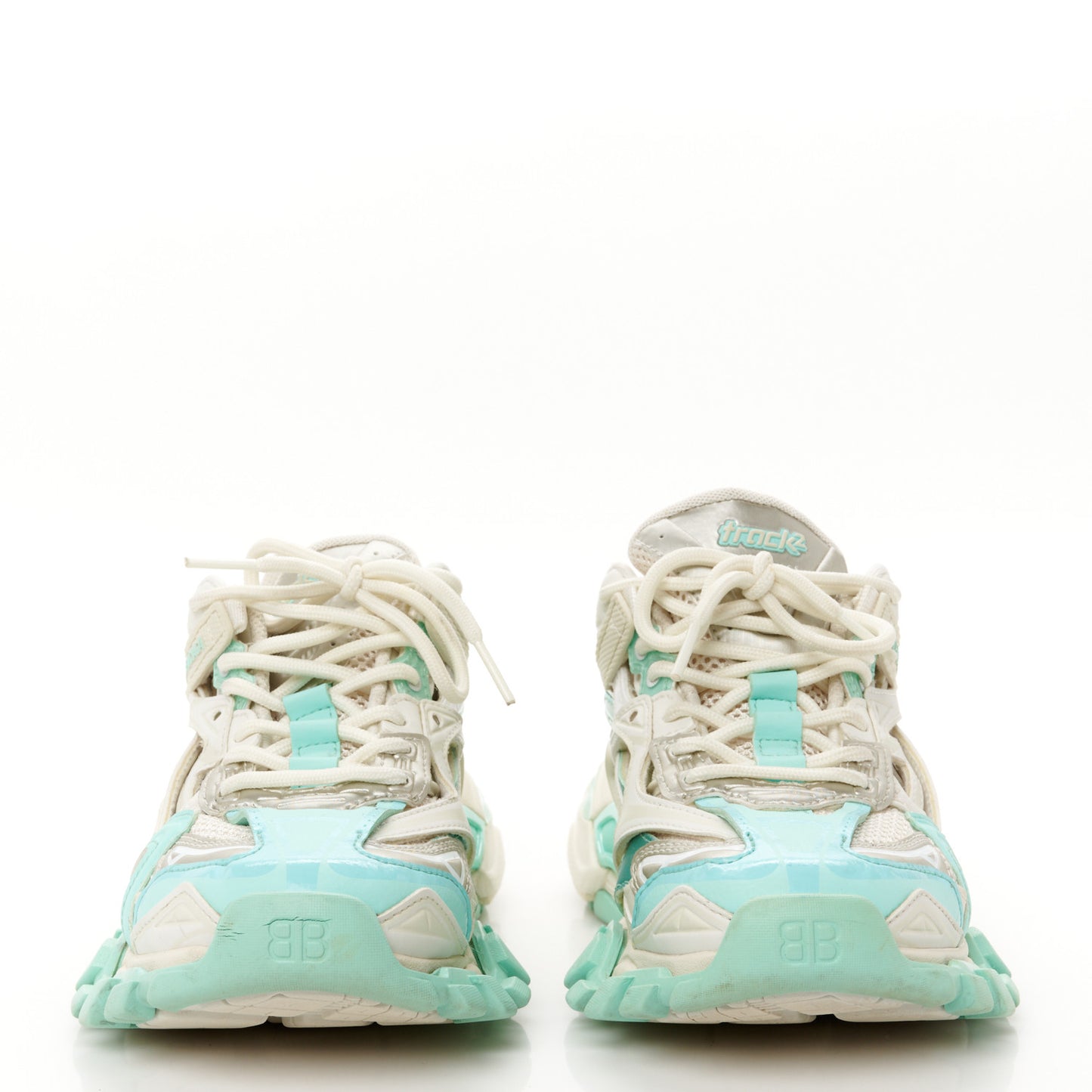Rubber Mesh Tri-Color Womens Track.2 Open Sneakers 36 Mint Light Beige Grey
