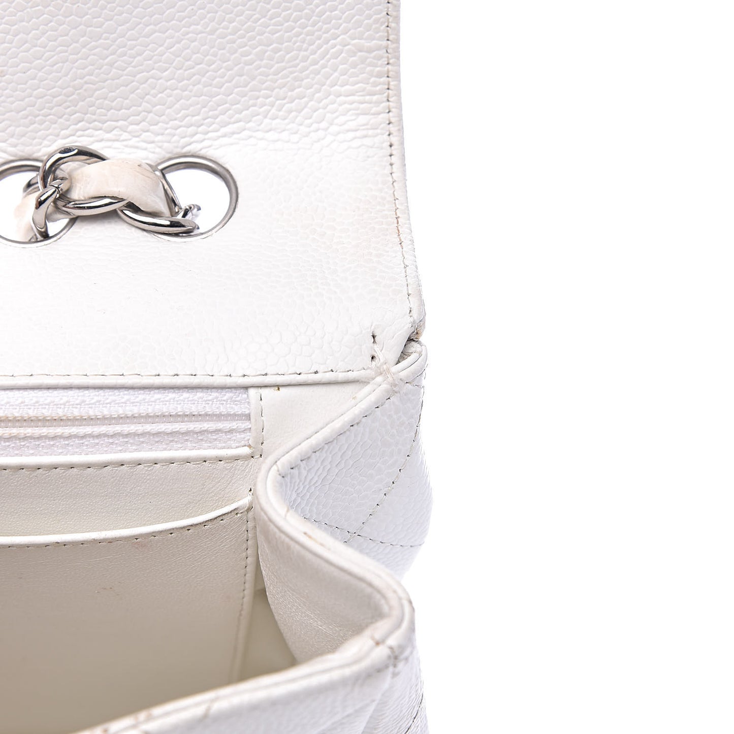 Caviar Quilted Jumbo Single Flap White