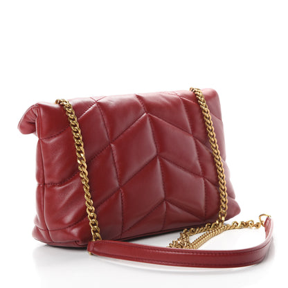 Saint Laurent Lambskin Quilted Toy Loulou Puffer Monogram Chain Satchel Red 3 of 11