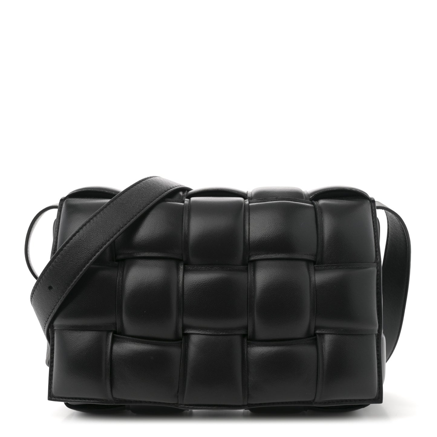 Nappa Maxi Intreccio Padded Cassette Crossbody Bag Black