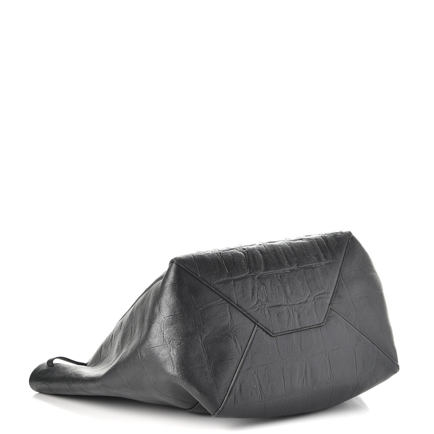 Celine Crocodile Embossed Calfskin Medium Belt Cabas Phantom Black 4 of 7