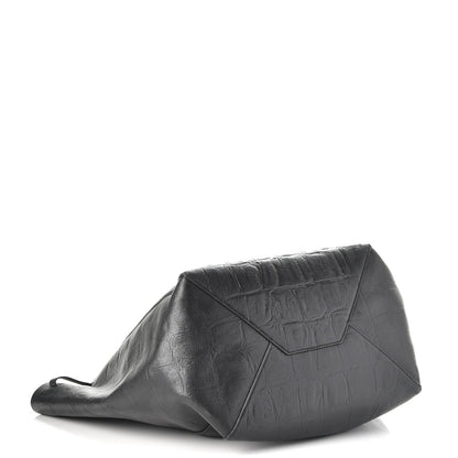 Celine Crocodile Embossed Calfskin Medium Belt Cabas Phantom Black 4 of 7