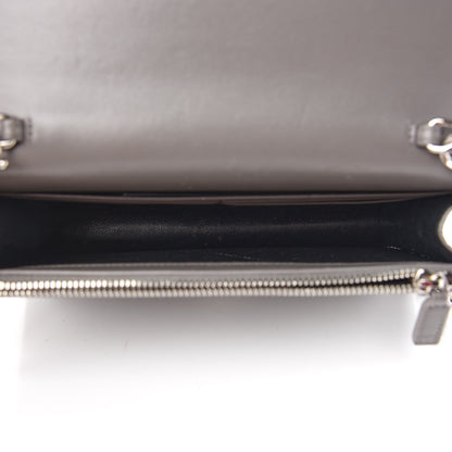 Saint Laurent Calfskin Crocodile Embossed Kate Monogram Tassel Chain Wallet Fog 8 of 9
