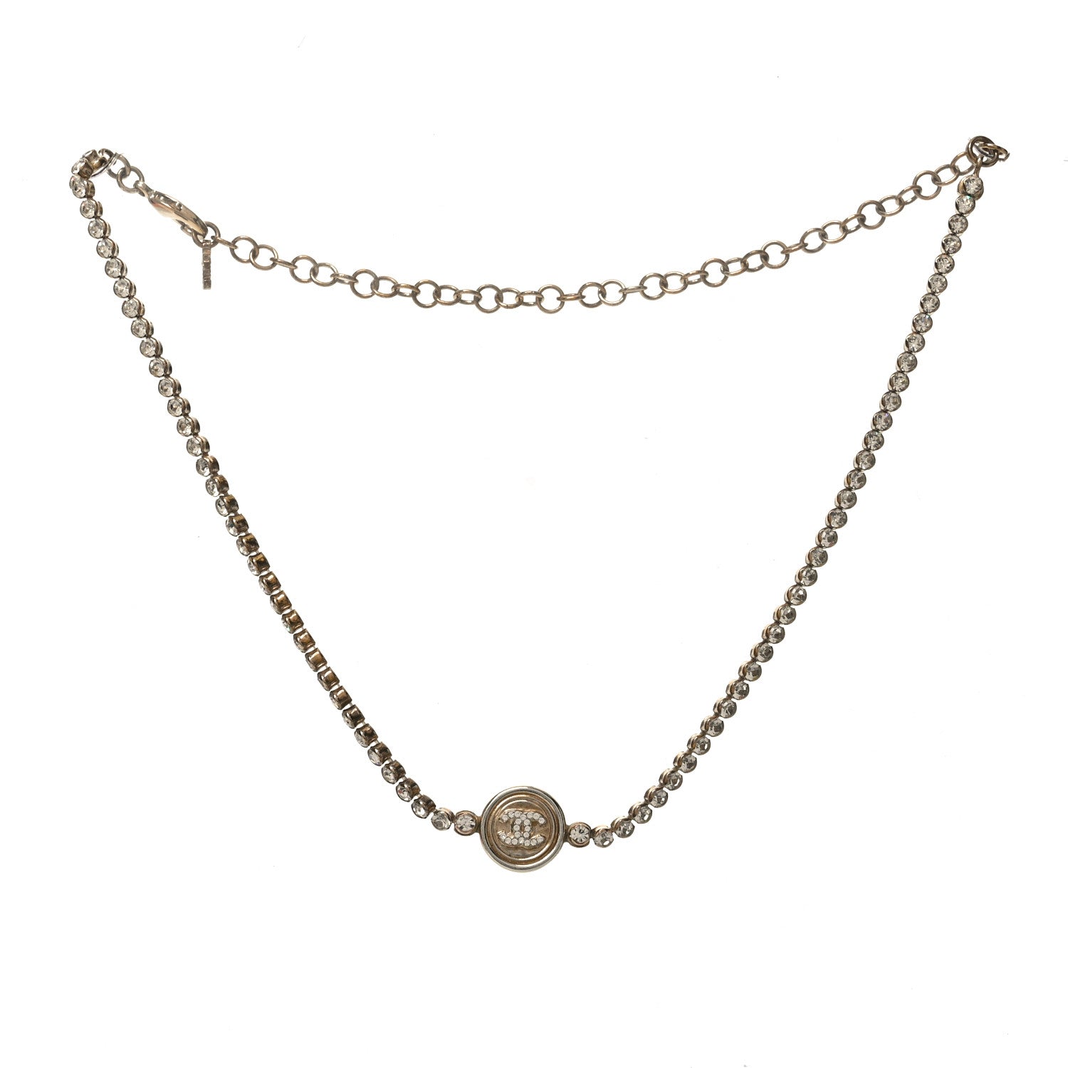 Chanel Crystal Pearl CC Choker Necklace Gold 3 of 4