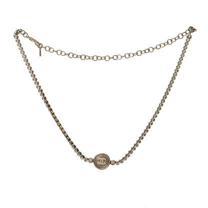 Chanel Crystal Pearl CC Choker Necklace Gold 3 of 4
