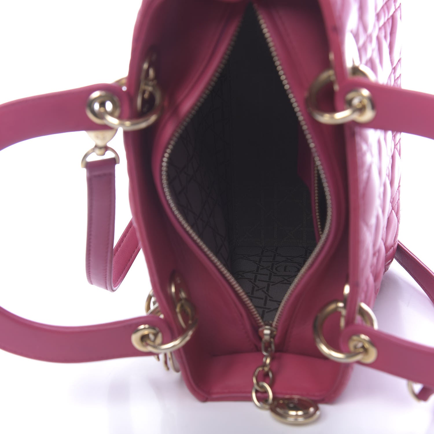 Christian Dior Lambskin Cannage Medium Lady Dior Fuchsia 5 of 10