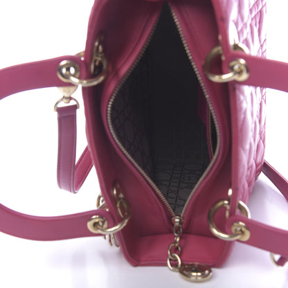 Christian Dior Lambskin Cannage Medium Lady Dior Fuchsia 5 of 10
