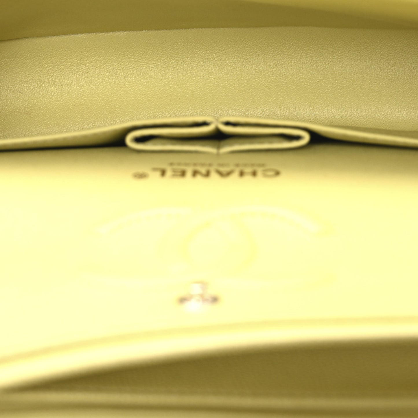 Caviar Quilted Small Double Flap Light Yellow