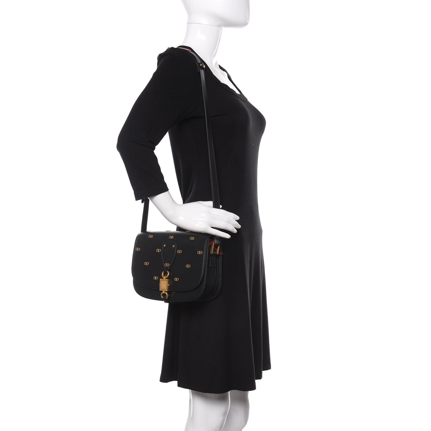 Calfskin V-Locker Saddle Bag Black