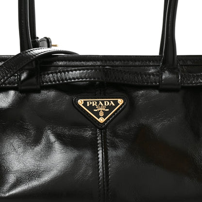 Prada Soft Lux Calfskin Triangle Medium Bonnie Shoulder Bag Black 6 of 8