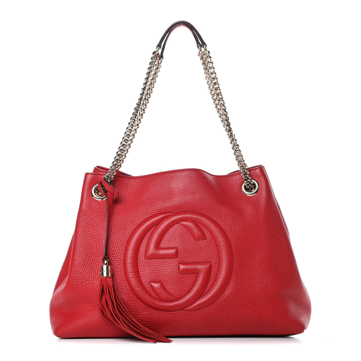 Pebbled Calfskin Medium Soho Chain Shoulder Bag Tabasco Red