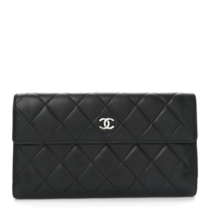 Chanel Lambskin Quilted Long Flap Wallet Black 1 of 8