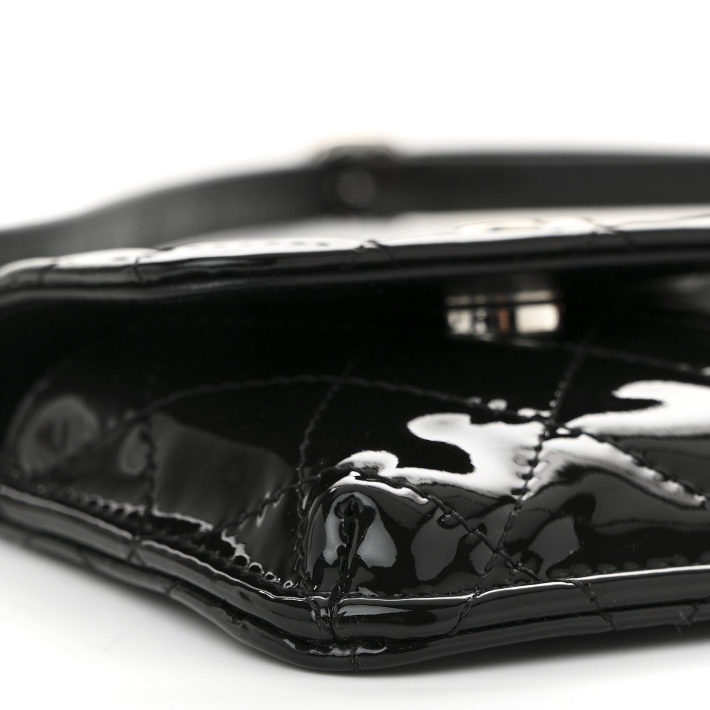 Patent Quilted Belt In Love Double Mini Flap Waist Bag Black Red