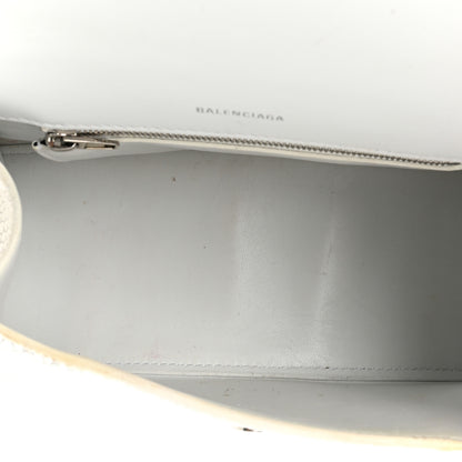 Balenciaga Matte Calfskin Snake Embossed Tonal B Small Hourglass Top Handle Bag Optic White 5 of 19
