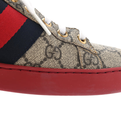 Gucci GG Supreme Monogram Ayers Mens New Ace Low-Top Sneaker 7 Beige Red 21 of 32