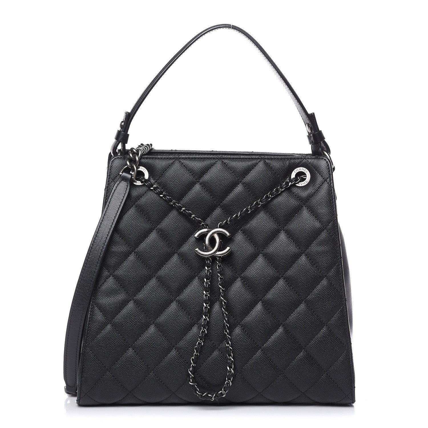 Chanel Caviar Quilted Medium CC Bucket Bag Black 1 of 13