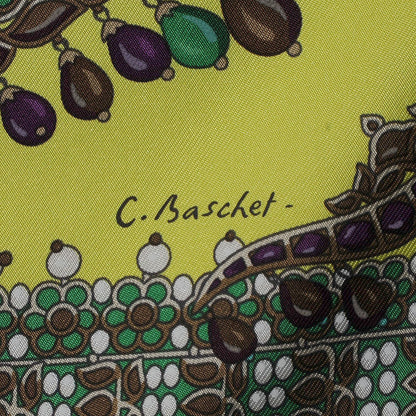 Hermes Silk Parures Des Maharajas Scarf 90 Jaune Fluo Vert Violet 5 of 8