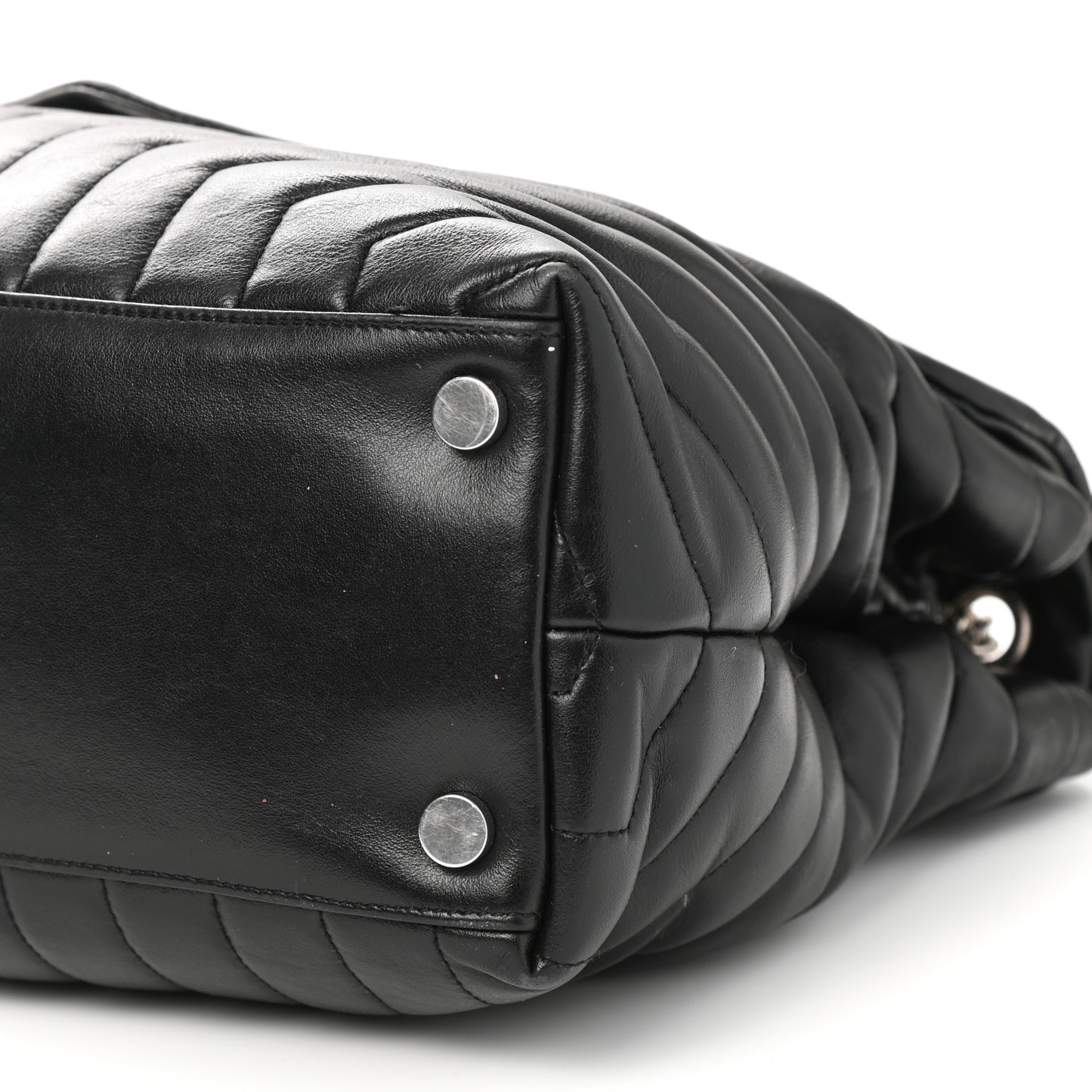 Calfskin Y Quilted Monogram Large Loulou Chain Satchel Black