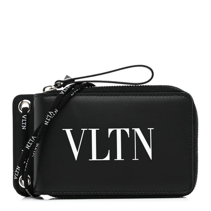 Valentino Garavani Calfskin VLTN Neck Strap Wallet Black 1 of 8
