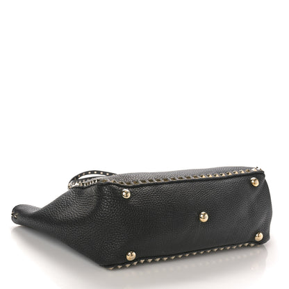 Valentino Garavani Pebbled Calfskin Medium Rockstud Tote Black 4 of 15