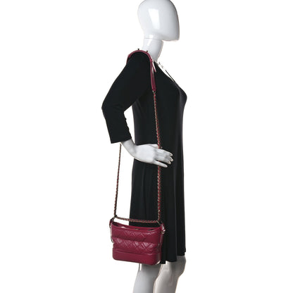 Chanel Aged Calfskin Quilted Small Gabrielle Hobo Dark Pink 2 of 11