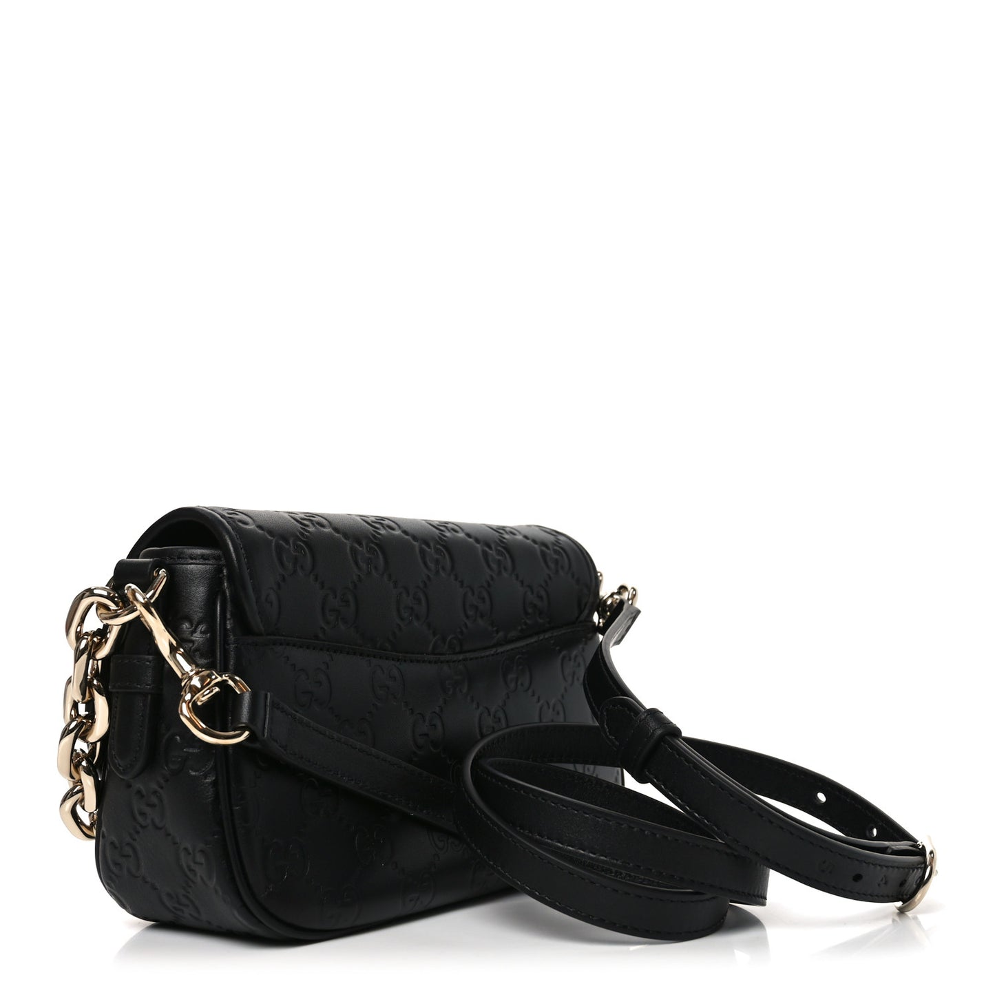 GG Calfskin Embossed Emblem Arabella Bag Black